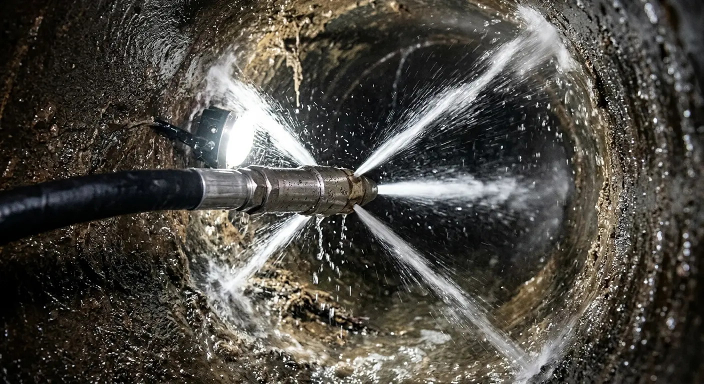 High-pressure hydro jetting nozzle cleaning sewer pipe for Storm Drain Cleaning in Orange